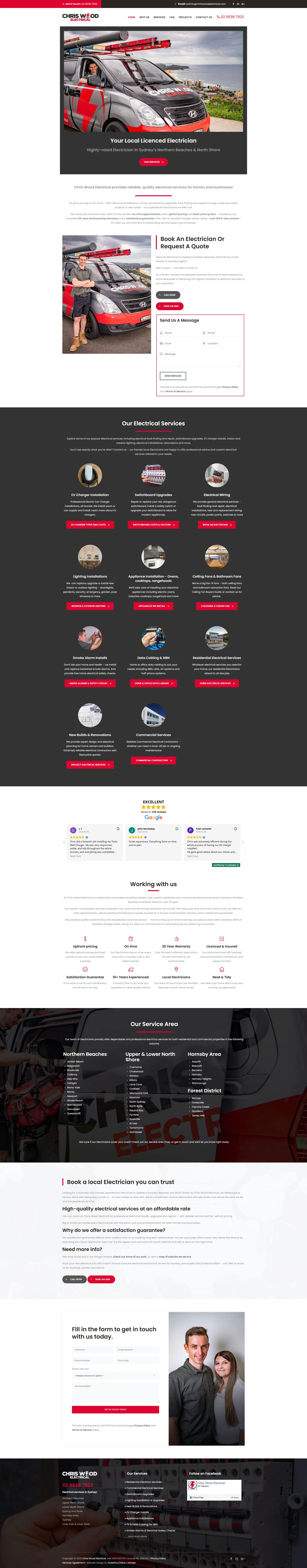 Before: Chris Wood Electrical's original landing page, above the fold