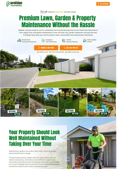 Landing page design example — property maintenance offer