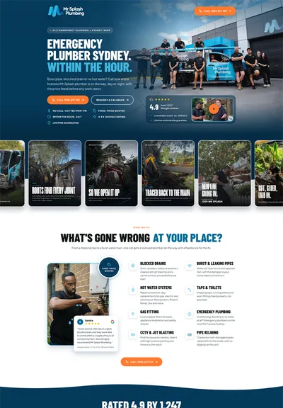 Landing page design example — emergency plumbing offer